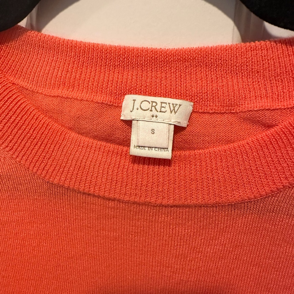 J Crew Coral Merino Wool Blend Crewneck Sweater Size Small - Picture 2 of 8